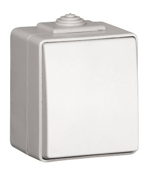 48011 CBR Одноклавишный выключатель, белый , IP 65